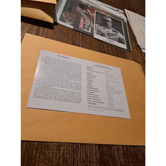 Vintage 1990 Rob Moroso Driver Card #20 Crown Oldsmobile NASCAR Daytona Photo - Picture 2 of 2